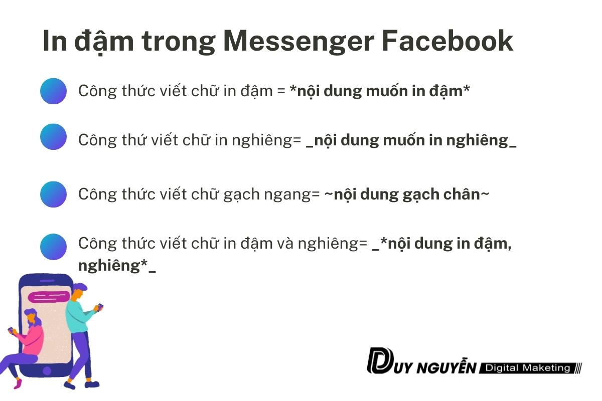 chữ in đạm trong messenger facebook