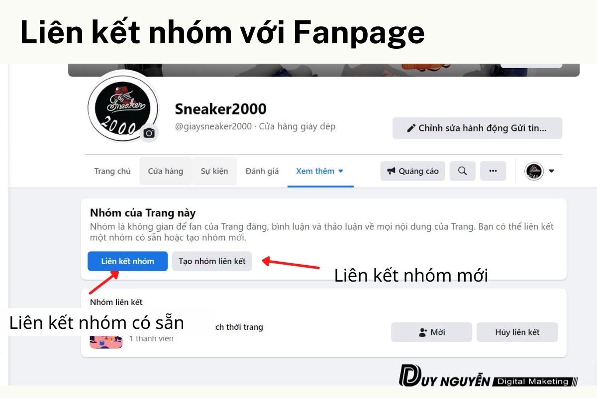 Cách liên kết nhóm với fanpage