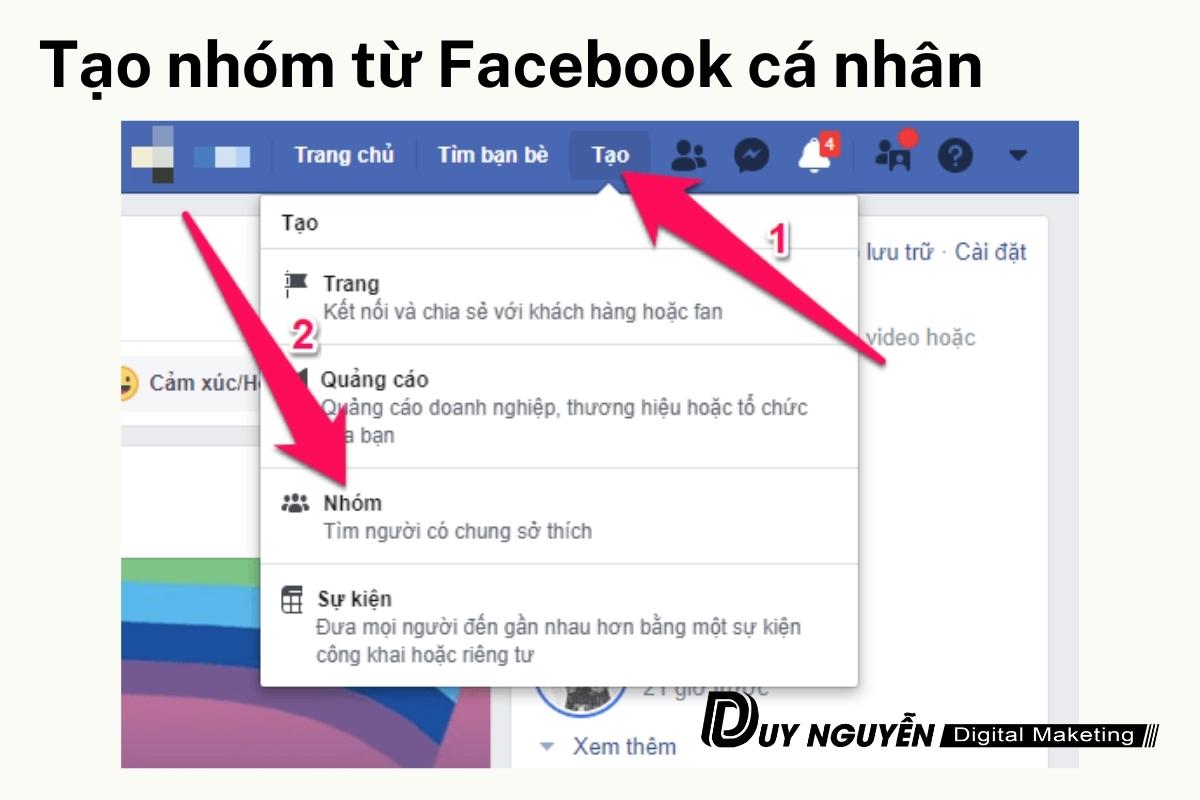 Cách tạo nhóm từ trang cá nhân