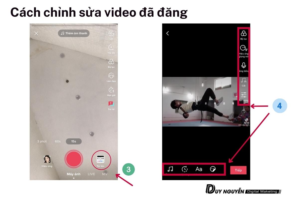 các bước chỉnh video tiktok đã đăng