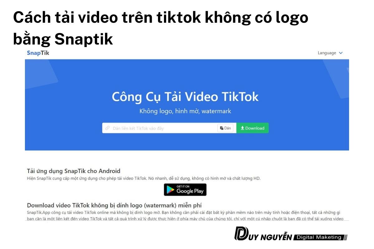 Cách tải video trên tiktok về máy tính bằng snaptik