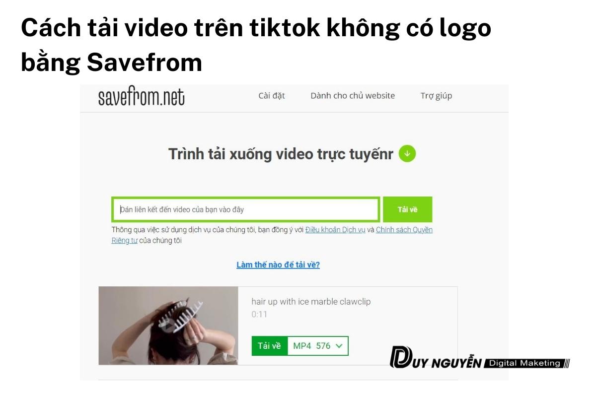 Cách tải video trên tiktok về máy tính bằng savefrom