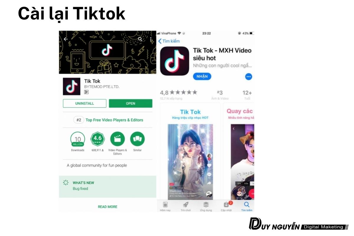 Cài lại ứng dụng tiktok