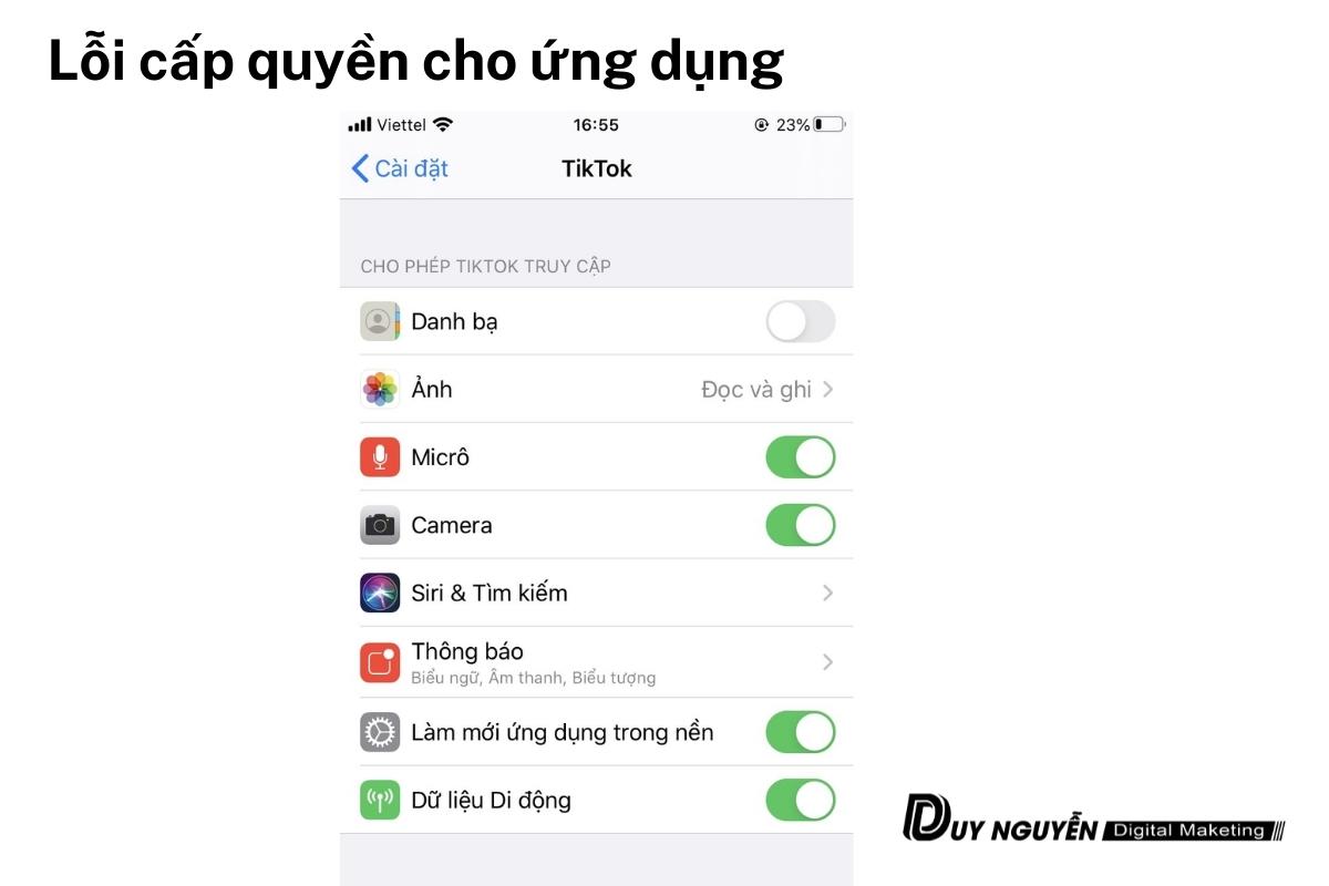 cấp quyền cho tiktok 