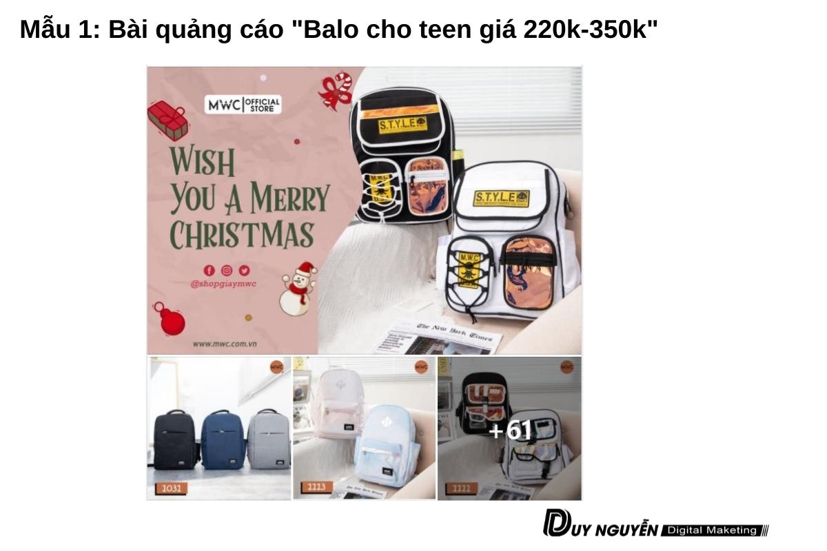 Mẫu 2 bài quảng cáo balo cho teen