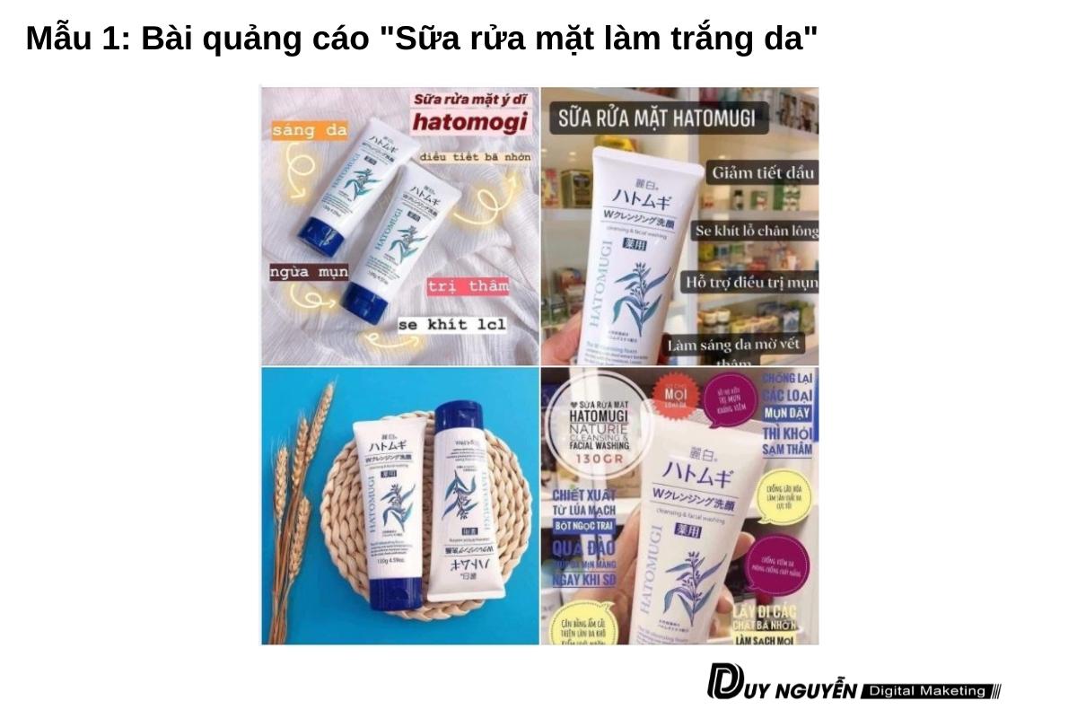 mẫu 1 bài quảng cáo sửa rửa mặt