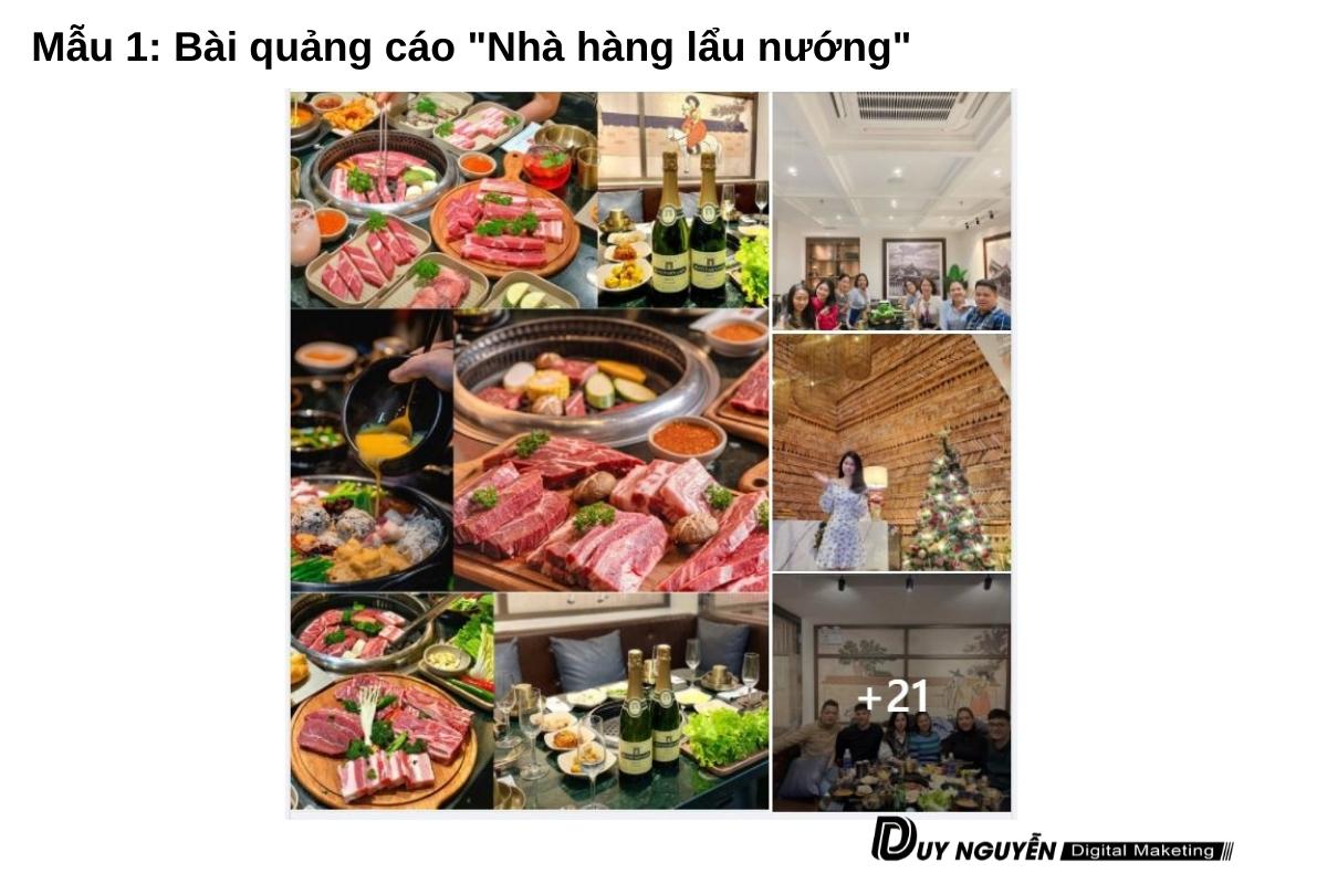 Mẫu 1 bài quảng cáo nhà hàng lẩu nướng