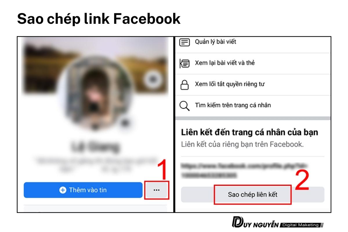 sao chép liên kết facebook