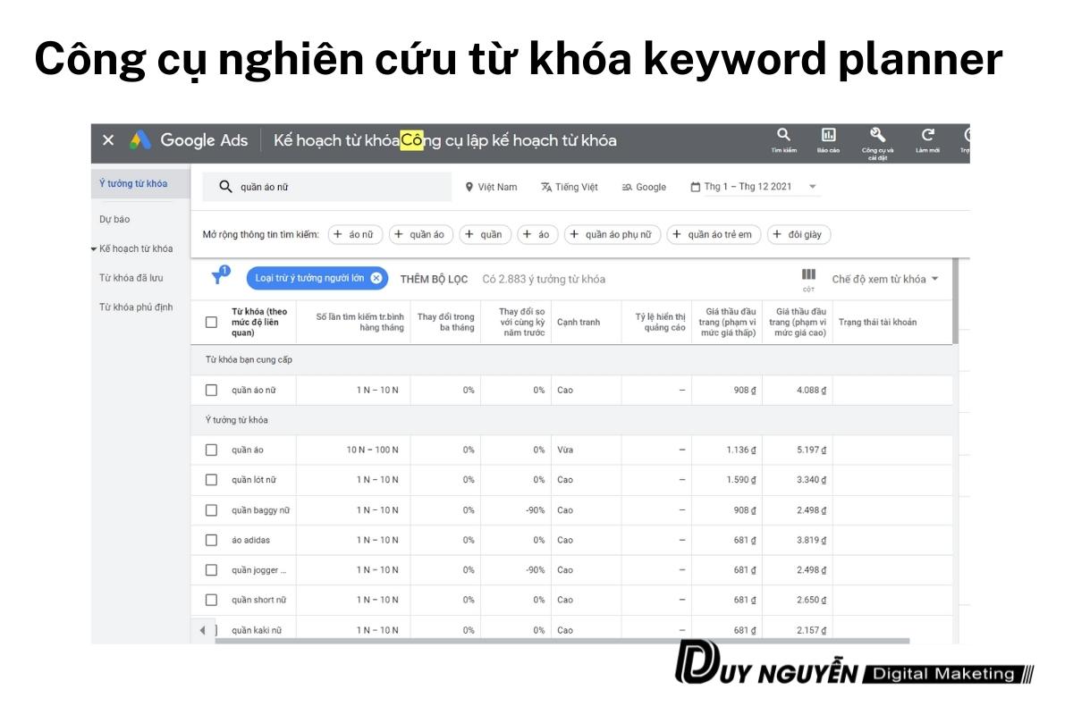 công cụ keywordplanner