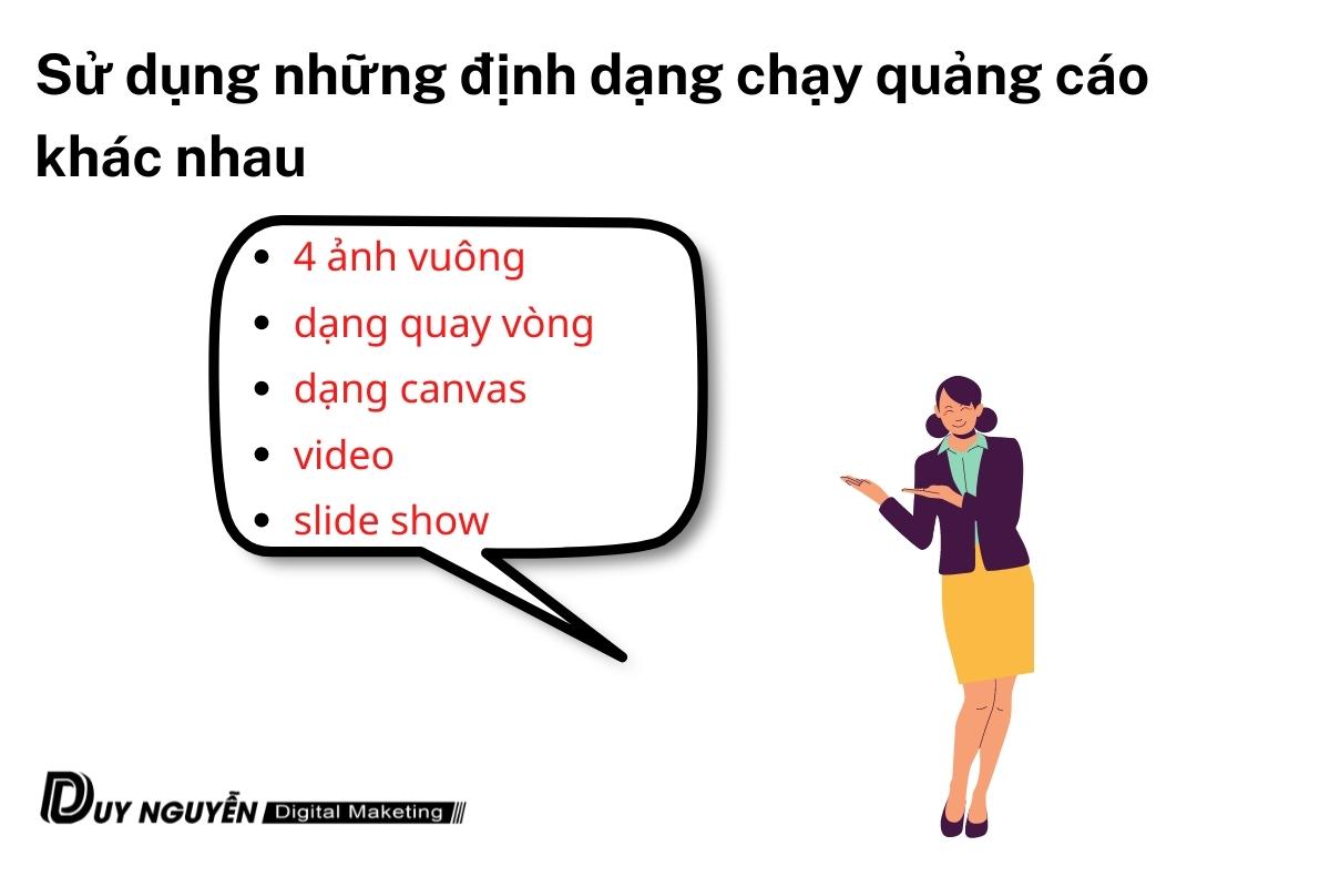 sử dụng các định dạng quảng cáo khác nhau