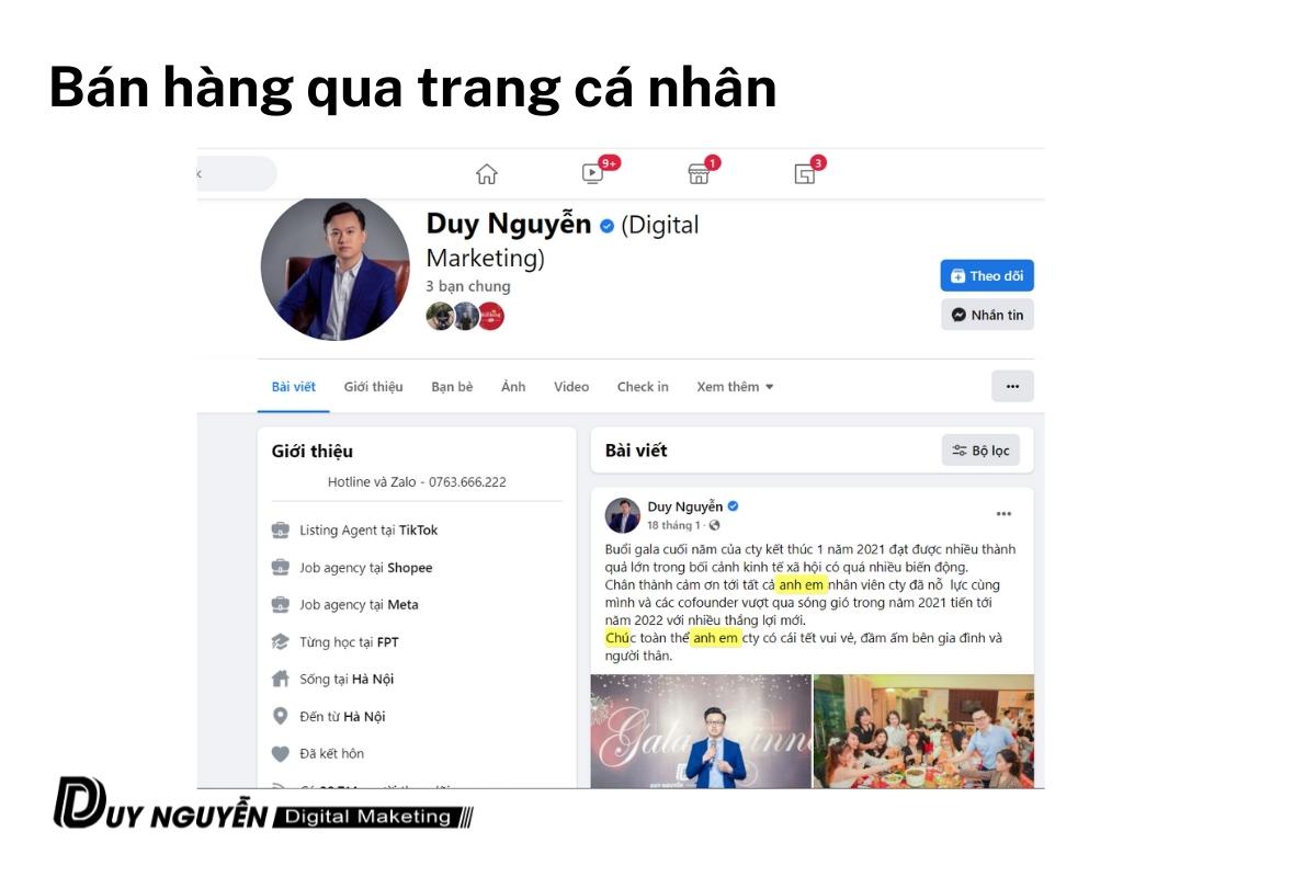 bán hàng qua trang cá nhân