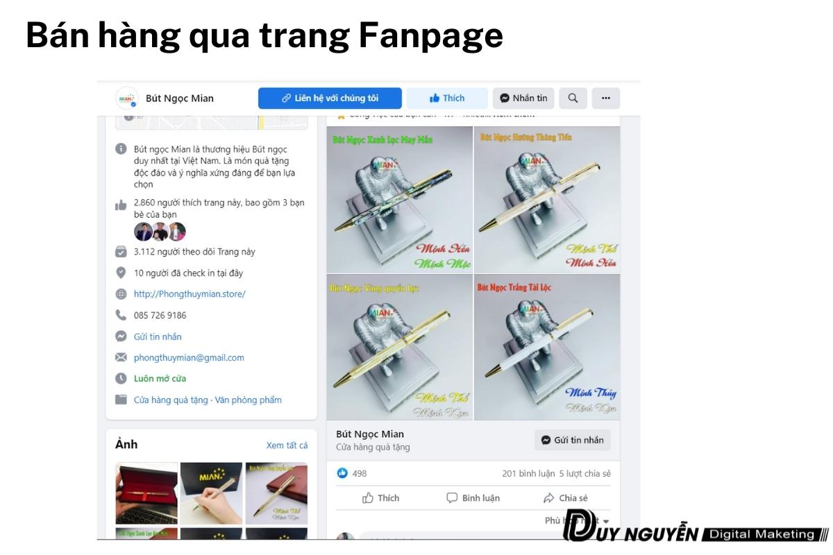 bán hàng qua trang fanpage