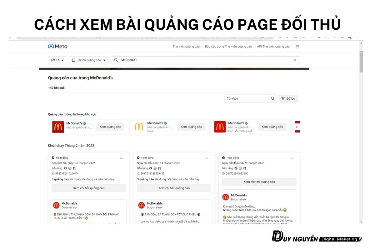 Cách xem bài quảng cáo trên fanpage của đối thủ