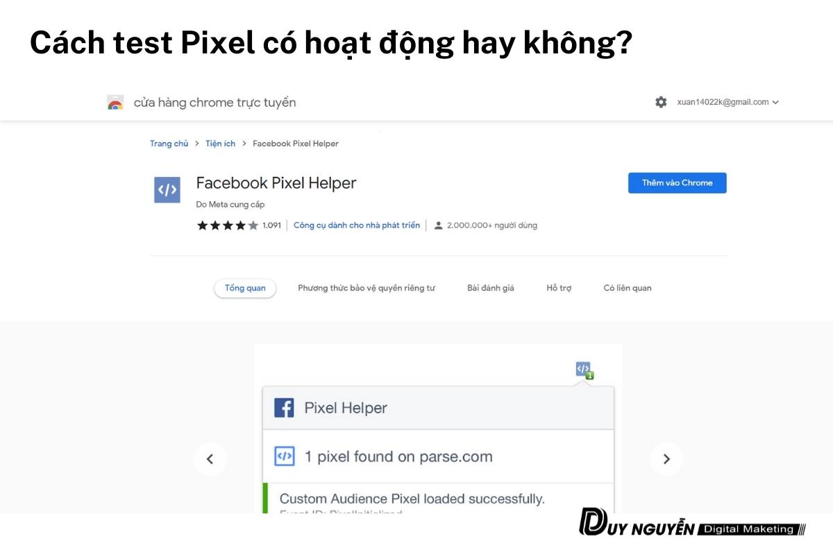 cách test hoạt động pixel