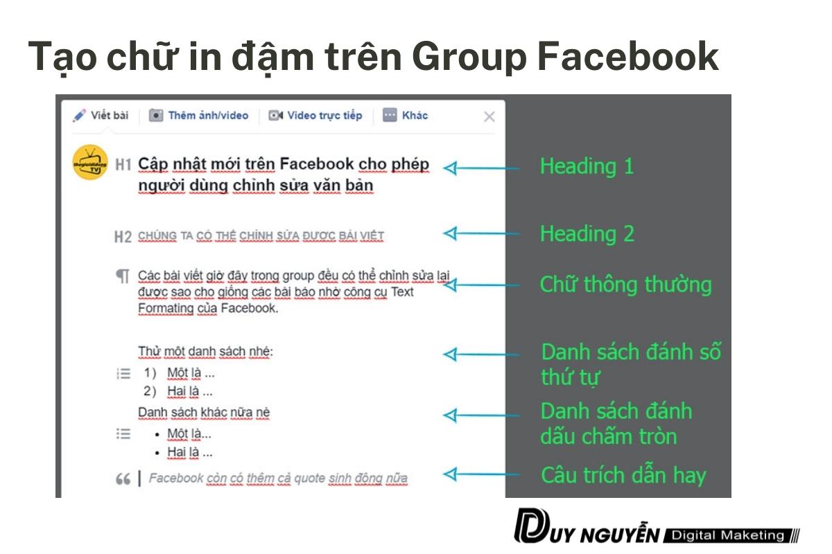 Chữ in đậm trên group facebook